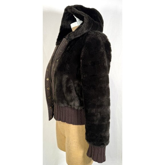 Vintage Y2K 90s Juicy Couture Brown Faux Fur Full Zip Bomber Jacket Coat Sz S - Picture 10 of 16
